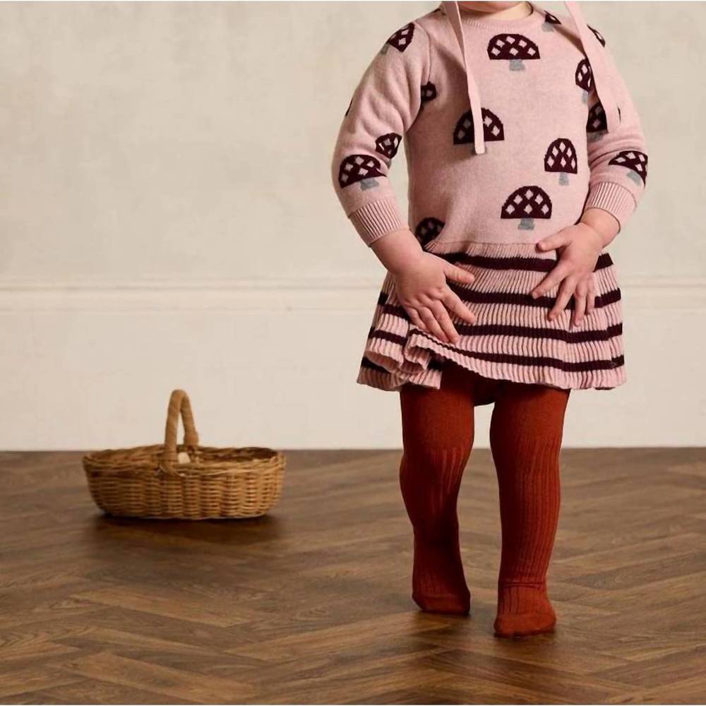 NEW THE BONNIE MOB girls mushroom knit dress in dusty pink